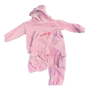Juicy Couture Pink Velour Hoodie and Pants Set Sz 18M
